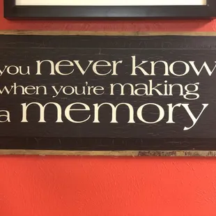 A plaque inside the restaurant!