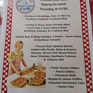 Menu Page 2, it does change daily