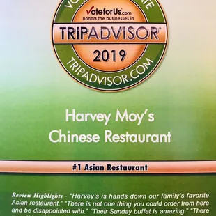 ~Awarded The # 1 Asian Restaurant overall for Trip Advisor 2019~
