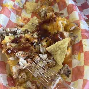 Half eaten order of chicken nachos!!!