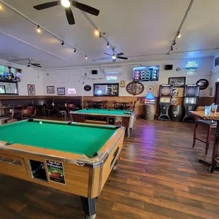 a pool table in a pub