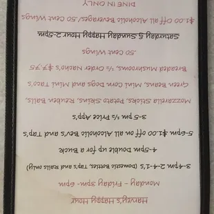 the menu