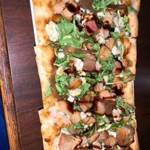 Apple butter pork belly flatbread