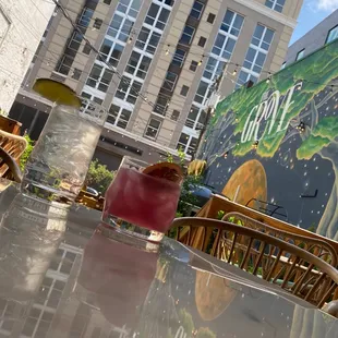 a view of the outside patio area