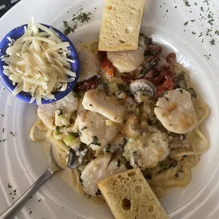 Napa Shrimp over Linguine (substituted the shrimp for their scallops because they were amazing)