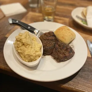 Filet mignon with cheddar jalapeño grits