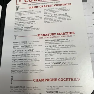 Cocktail menú