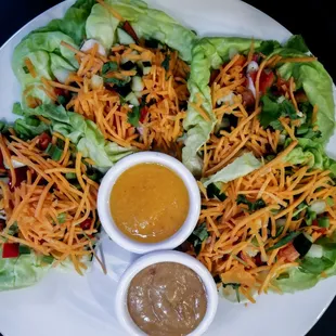 Asian lettuce wraps, perfect as a starter or a meal.