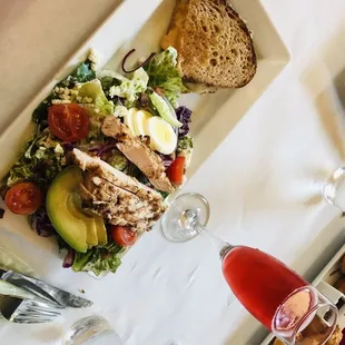 1/2 southern chicken salad 1/2 avocado grilled cheese and a pomegranate mimosa yum!