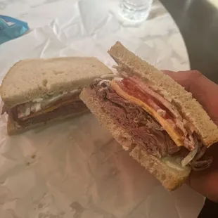 a half eaten sandwich