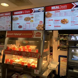 a menu and a vending machine