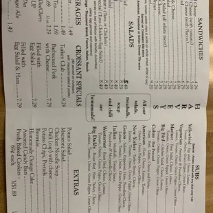 menu