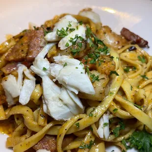Cajun shrimp and crab linguine