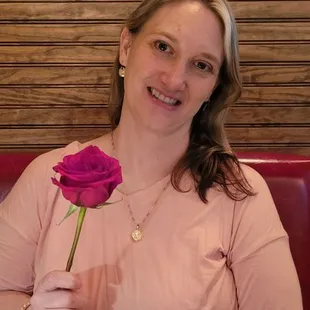 Wife with her single rose