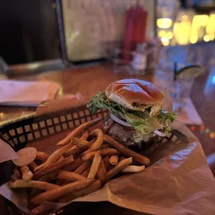 Burger and fries