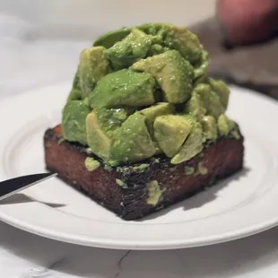 Avocado massage with olive oil and salt on toast