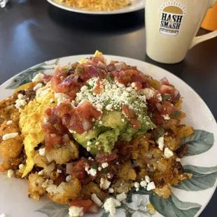 Chorizo, hash, with guacamole/avocado