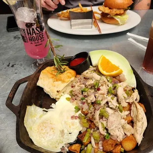 Chicken hash huckleberry Sin drink