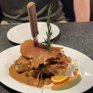 Andy's sage fried chicken benedict...it is massive (shareable) and delicious