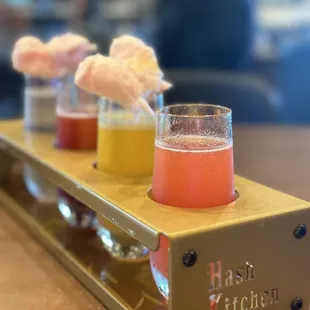 Champagne Flight with Cotton Candy Glitter Bomb