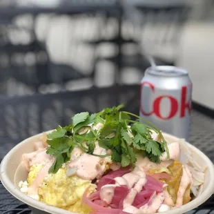 Chilaquiles looks really good in the photo, but they used diced cold cuts as the protein!