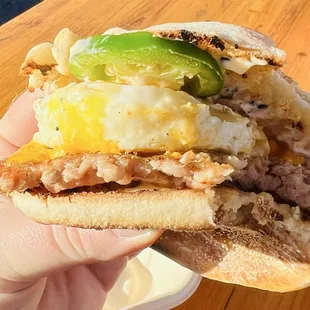 Smashed Breakfast Sando w/ Jalapeños