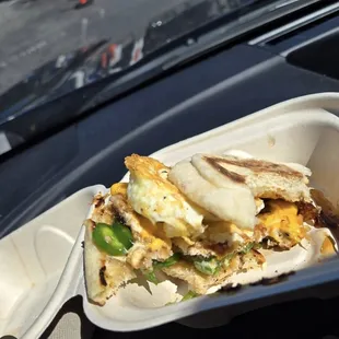 Breakfast sandwich with jalapenos