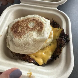 Breakfast smash sandwich