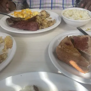a man eating breakfast