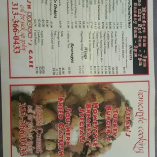 a menu for hashbrowns