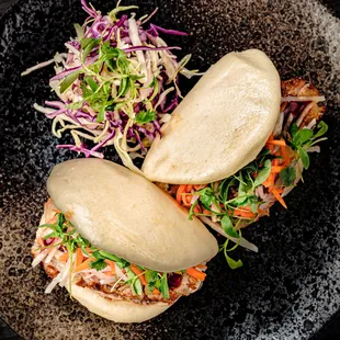 two buns on a plate