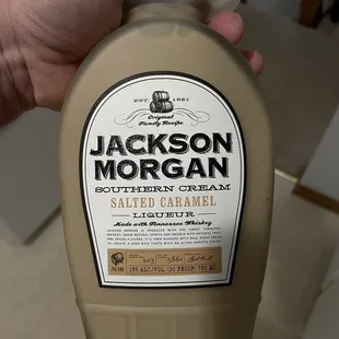 a bottle of jackson morgan salted caramel