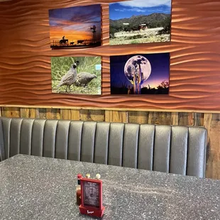 a table and chairs in a restaurant