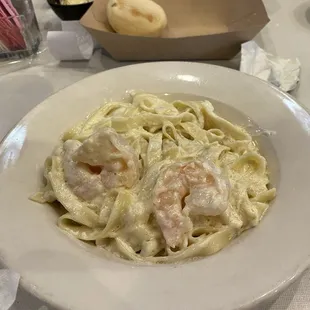 Small order of shrimp fettuccine