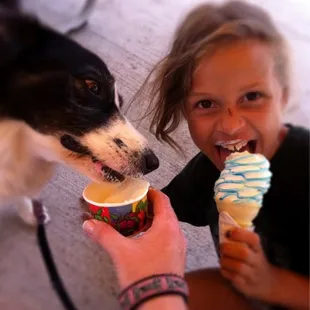  little girl eating an ice cream cone