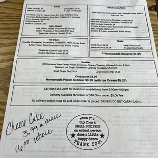 Menu on 4/12/22