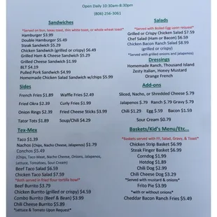 Hasty&apos;s Menu Page 1