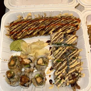 Crunch Roll, Chicken Tempura Roll and Thursday Roll