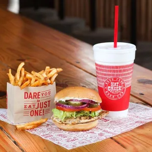 Grilled Chicken Sandwich and French Fries