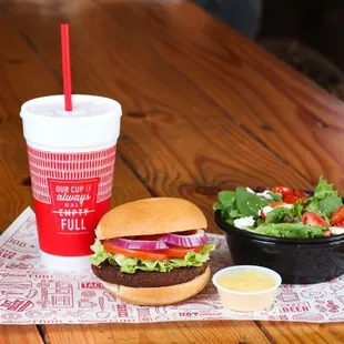 Veggie Burger and Side Salad