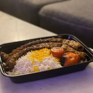 a tray of food on a table