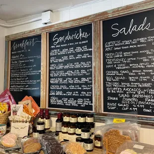 a menu on a chalkboard