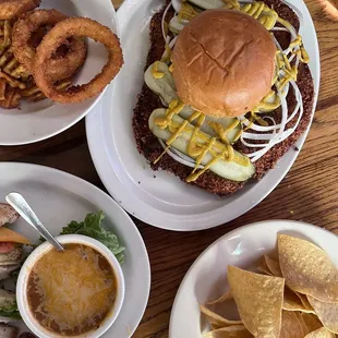 &quot;The Hubcap&quot; pork loin sandwich (top right), green chile (bottom left).