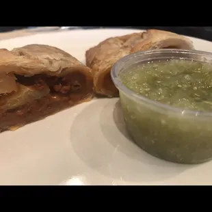 Potato chorizo with homemade salsa verde