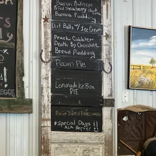 Dessert menu
