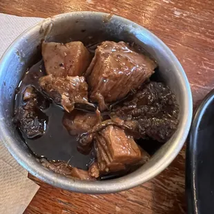 Burnt ends in a sweet sauce. Good!