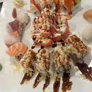 Rainbow roll. Sunshine roll. Pink world roll.