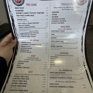Menu as of May 2022