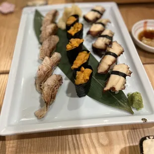 special toro, Japanese uni, marinated octopus