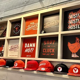 Shirts and hats for sale